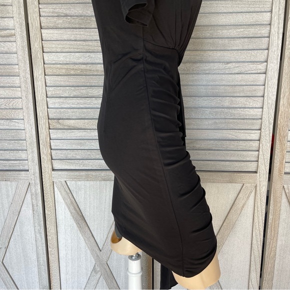 INA BLACK DRESS WITH SIDE RUCHING AND TIE DETAIL - Picture 10 of 14